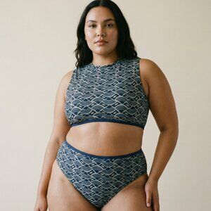 Seea Navy and Cream Wave Bikini